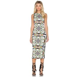 Mara Hoffman Geometric Print Fitted Midi Dress - S